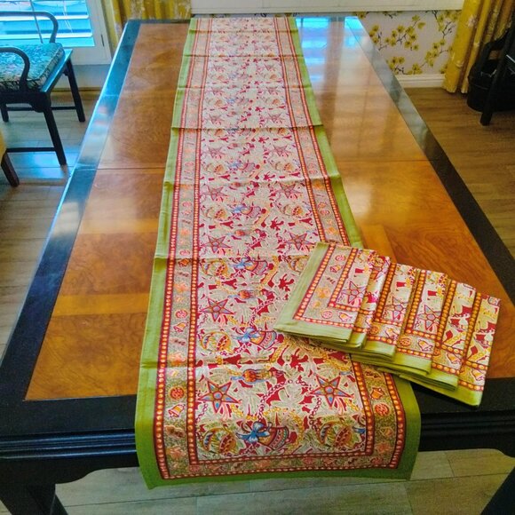 Couleur Nature Noel Table Runner and 6 Matching Napkins, NWT - Picture 1 of 12
